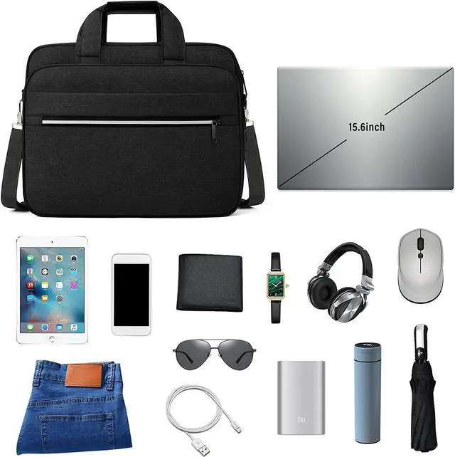 Alt view image 5 of 7 - Laptop Bag 15.6 Inch Briefcase Water-resistant Laptop Carrying Case for Men Expandable Computer Messenger Bag for Travel Business Work, Black
