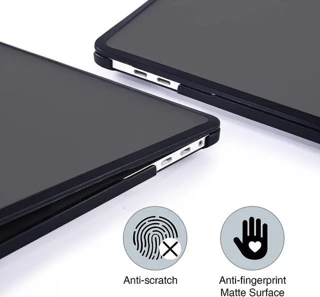 Alt view image 3 of 7 - BlueSwan Compatible with MacBook Pro 13 inch Case 2022-2017 A2338 M2/M1 A2289 A2251 A2159 A1989 A1706 A1708, Anti-Cracking and Anti-Fingerprint Hard Shell Case, Soft TPU Bumper + PC, Frosted Black