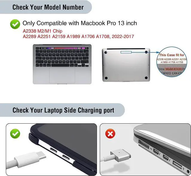 Alt view image 4 of 7 - BlueSwan Compatible with MacBook Pro 13 inch Case 2022-2017 A2338 M2/M1 A2289 A2251 A2159 A1989 A1706 A1708, Anti-Cracking and Anti-Fingerprint Hard Shell Case, Soft TPU Bumper + PC, Frosted Black