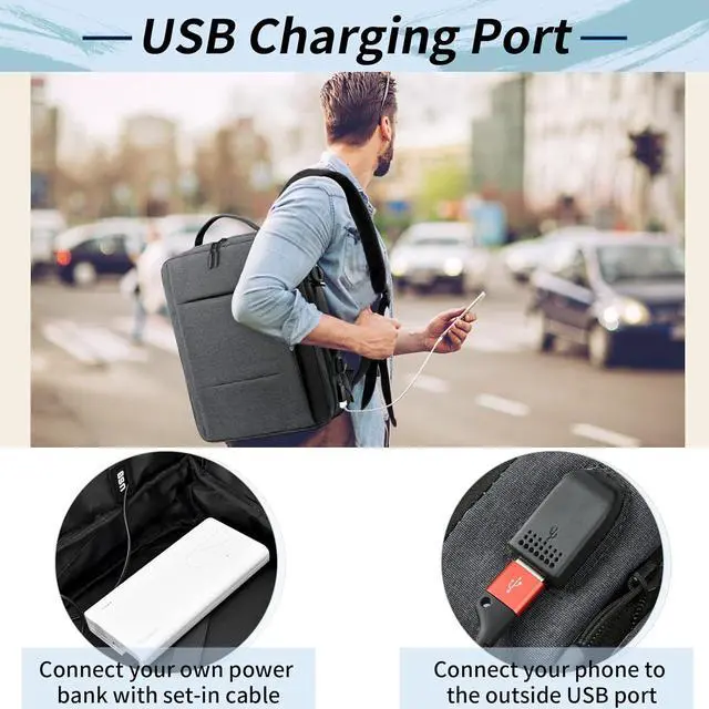 Alt view image 5 of 6 - Travel Backpack 15.6 inch Flight Approved Carry On Luggage Backpack Expandable Laptop Backpack for Men Women Business Overnight Weekender College Backpack with USB Charging Port, Dark Grey