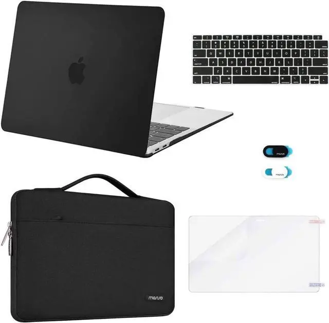 Main image of MOSISO Compatible with MacBook Air 13 inch Case 2022 2021 2020 2019 2018 Release A2337 M1 A2179 A1932 Retina Display, Plastic Hard Shell&Bag&Keyboard Skin&Webcam Cover&Screen Protector,Black