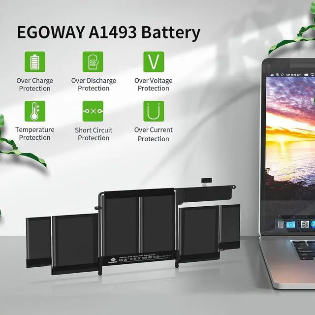 Alt view image 6 of 6 - A1502 Battery, Egoway A1493 A1582 Replacement Laptop Battery for MacBook Pro 13-inch Retina (Late2013 Mid2014 Early2015), Easy-to-Install with Tools, EMC2678 2835 2875