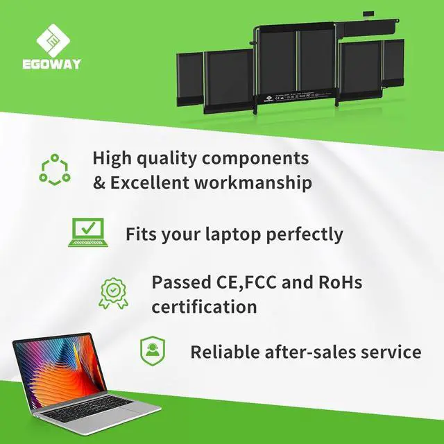 Alt view image 5 of 6 - A1502 Battery, Egoway A1493 A1582 Replacement Laptop Battery for MacBook Pro 13-inch Retina (Late2013 Mid2014 Early2015), Easy-to-Install with Tools, EMC2678 2835 2875
