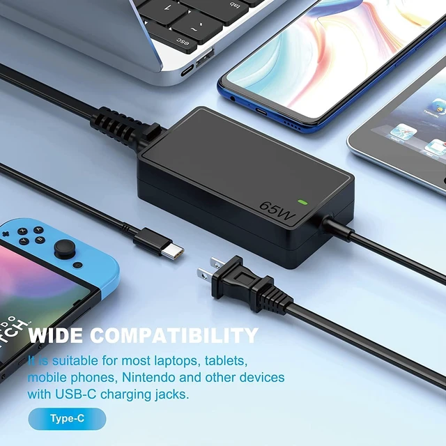 Alt view image 4 of 7 - 65W USB C Charger Compatible with Acer Chromebook Spin Swift 7 15 315 512