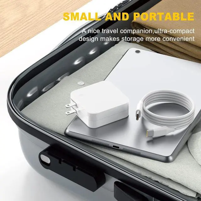 Alt view image 6 of 6 - Macbook Air Charger, Macbook Charger 100W for MacBook Air 13 Inch 2020 2019 2018 A1466;MacBook Pro 13/14/15/16 Inch 2021 2020 2019 2018 2017 2016 2015 A1502; i-Pad Pro;Macbook Adapter with USB C Cable