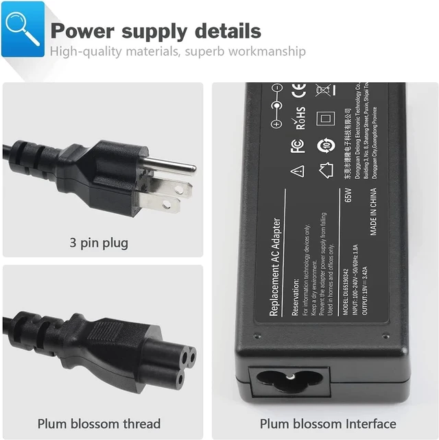 Alt view image 3 of 7 - VUOHOEG 65W Laptop Charger Compatible with Acer Chromebook 11 13 14 15 R11 CB3 Series CB3-111 CB3-532-C47C CB3-431 CB3-431-C5FM CB3-131 CB3-111-C8UB CB3-131-C3SZ CB3-532 CB3-111-C670