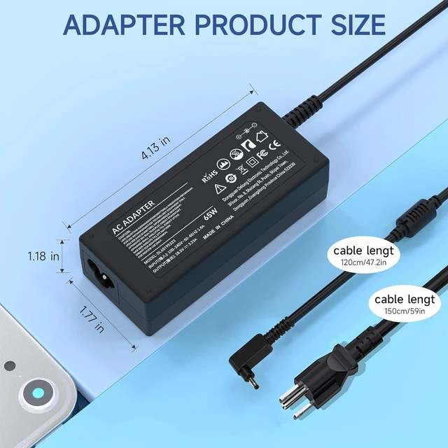 Alt view image 5 of 6 - N15Q8 Laptop Charger for Acer Chromebook CB3 CB5 CB3-431 CB3-532 CB5-132T 15 CB3-131 CB3-131-C3SZ C731 C720 C740 C738T PA-1450-26 A13-045N2A N15Q9 R11 R13 Swift Spin 1 3 5 Power Cord Replacement