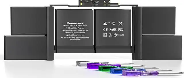 Main image of A1953 Battery, Laptop Battery A1953 for MacBook Pro 15 inch A1990 Battery Mid 2018 2019 Replacement Battery Lithium Polymer EMC 3215 3359(11.4V 84.36WH 7400mAh)