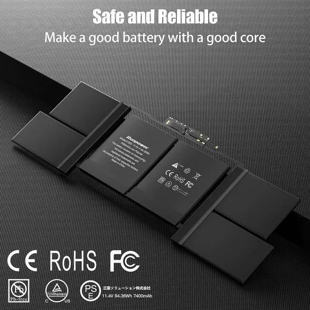 Alt view image 6 of 7 - A1953 Battery, Laptop Battery A1953 for MacBook Pro 15 inch A1990 Battery Mid 2018 2019 Replacement Battery Lithium Polymer EMC 3215 3359(11.4V 84.36WH 7400mAh)