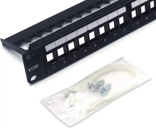 Alt view image 7 of 7 - VCE RJ45 Cat6 Keystone Jacks Slim Profile UL-Listed 25-Pack and 24 Port Patch Panel