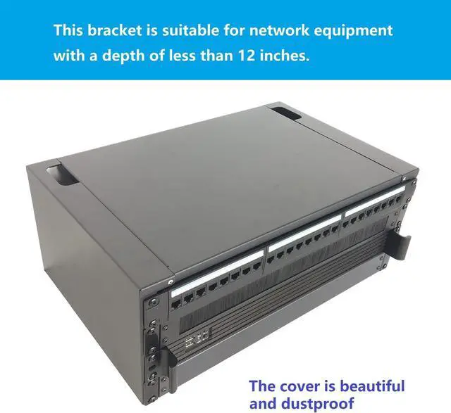 Alt view image 2 of 7 - Jingchengmei 4U Wall Mount Patch Panel Bracket with Top Cover- 12 inch Deep - 19" Patch Panel Rack for Shallow Network Equipment- 44lbs Capacity (JCM-OWMC4U)