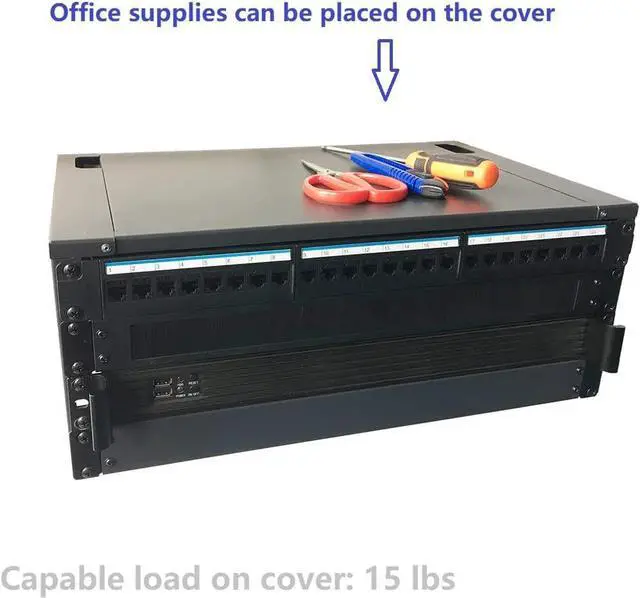 Alt view image 4 of 7 - Jingchengmei 4U Wall Mount Patch Panel Bracket with Top Cover- 12 inch Deep - 19" Patch Panel Rack for Shallow Network Equipment- 44lbs Capacity (JCM-OWMC4U)