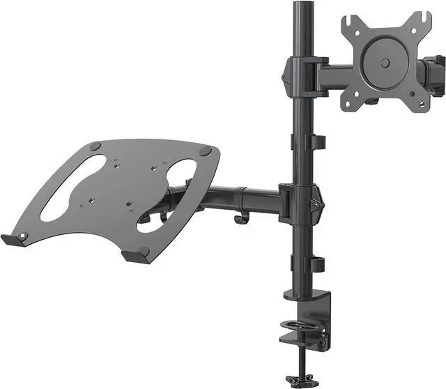 Alt view image 6 of 7 - SHOPPINGALL Fully Adjustable Dual Monitor & Laptop Mount Stand with 2 Swing Arms for Monitors up to 32", Both Desk Clamp and Grommet Mounting Options in The Box - SA-LH07-Black