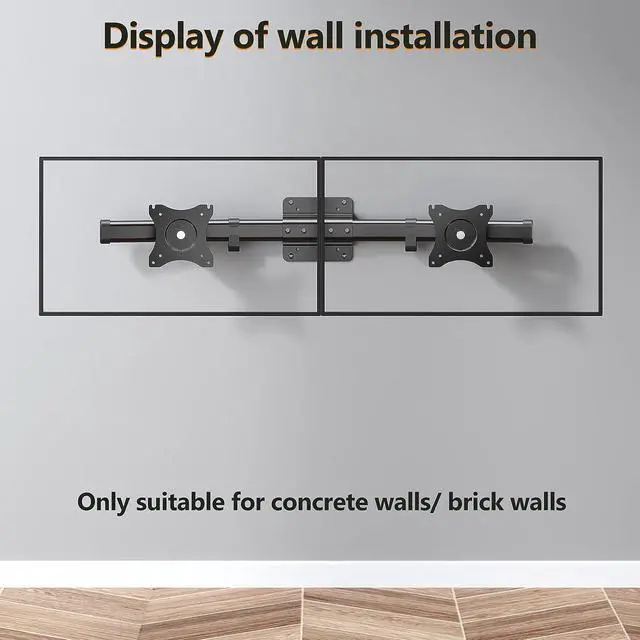 Alt view image 5 of 7 - WALI Dual Monitor Wall Mount, Single to Double VESA Bracket Adapter, Horizontal Assembly Arm for 2 Screen up to 27 inch (012ARM), Black