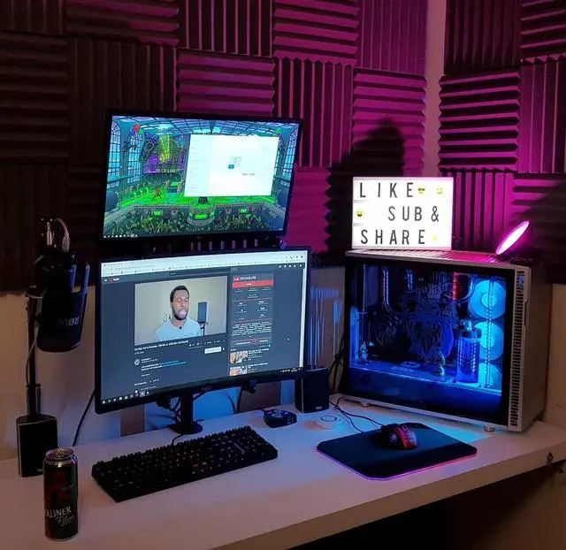 Alt view image 7 of 7 - Suptek Dual LED LCD Monitor Stand up Desk Mount for 2 / Two Screens up to 32 inch Extra Tall 31.5" Pole Heavy Duty Fully Adjustable Stand Vertical Array (MD6802)