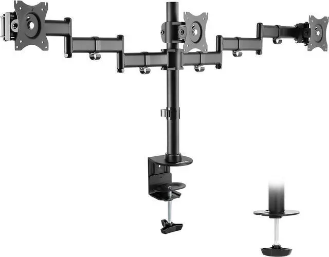 Alt view image 2 of 7 - Mount-It! Triple Monitor Mount 3 Screen Desk Stand for LCD Computer Monitors for 19 20 22 23 24 27 Inch Monitors VESA 75 and 100 Compatible Full Motion, 54 lbs Capacity (MI-1753),Black