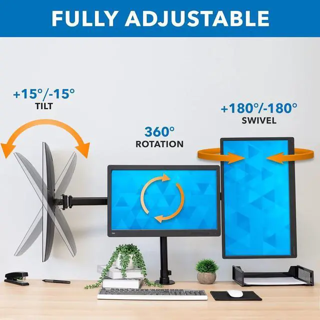 Alt view image 5 of 7 - Mount-It! Triple Monitor Mount 3 Screen Desk Stand for LCD Computer Monitors for 19 20 22 23 24 27 Inch Monitors VESA 75 and 100 Compatible Full Motion, 54 lbs Capacity (MI-1753),Black