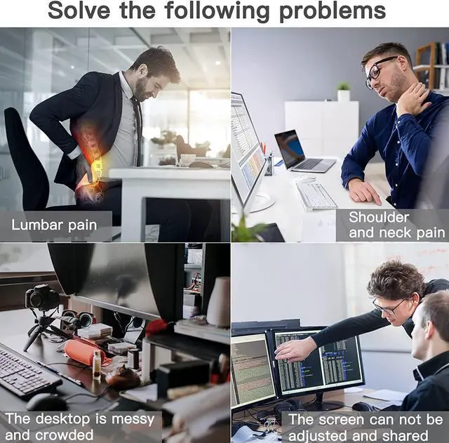 Alt view image 3 of 6 - Dual Arm Monitor Mount - Adjustable Gas Spring Desk Mount VESA Bracket with C Clamp/Grommet Mounting Base for 17 to 27 Inch Computer Screens - Each Arm Holds 4.4 to 14.3lbs