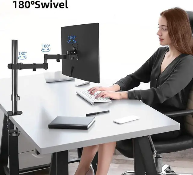 Alt view image 6 of 7 - Bracwiser Monitor Mount Single Fully Adjustable Arm Fits One Screen 13-32 inch 22lbs for Monitor Computer Screen 13 15 17 19 20 22 23 24 26 27 30 32 inch VESA 75 100 (MD7421)