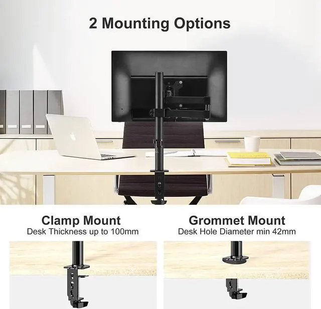 Alt view image 7 of 7 - Bracwiser Monitor Mount Single Fully Adjustable Arm Fits One Screen 13-32 inch 22lbs for Monitor Computer Screen 13 15 17 19 20 22 23 24 26 27 30 32 inch VESA 75 100 (MD7421)