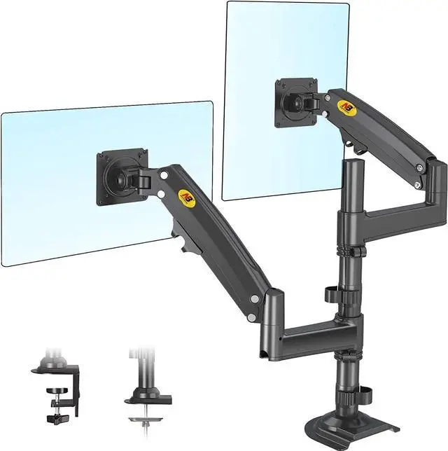 Main image of NB North Bayou Dual Monitor Desk Mount Stand Full Motion Swivel Computer Monitor Arm Fits 2 Screens up to 32'' with Load Capacity 4.4~26.4lbs for Each Monitor H180-B