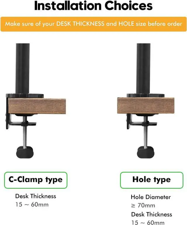 Alt view image 6 of 7 - Viozon Monitor and Laptop Mount, 2-in-1 Adjustable Dual Arm Desk Mounts Single Desk Arm Stand/Holder for 17 to 32 Inch LCD Computer Screens, Extra Tray Fits 12 to 17 inch Laptops (Black)
