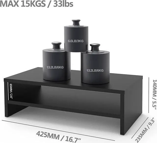 Alt view image 3 of 7 - FITUEYES Monitor Stand - 2 Tier Computer Monitor Riser Shelf, Wood Desktop Stand for Laptop Computer Screen, Desk Organization, Office Supplies
