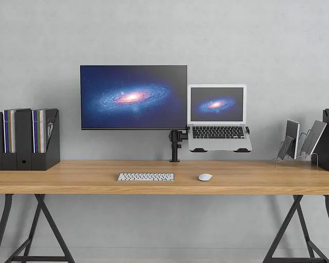 Alt view image 7 of 7 - SHOPPINGALL Fully Adjustable Dual Monitor & Laptop Mount Stand for Laptop up to 17" Monitors up to 32" - SA-LH09