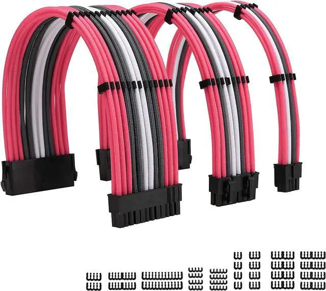 Alt view image 2 of 7 - FormulaMod Sleeve Extension Power Supply Cable Kit 18AWG ATX 24P+ EPS 8-P+PCI-E8-P with Combs for PSU to Motherboard/GPU