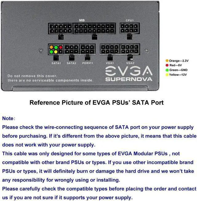 Alt view image 4 of 6 - COMeap 6 Pin to 3X 15 Pin SATA Hard Drive Power Adapter Cable for Some Specific Types of EVGA Modular PSUs 20-in(50cm)