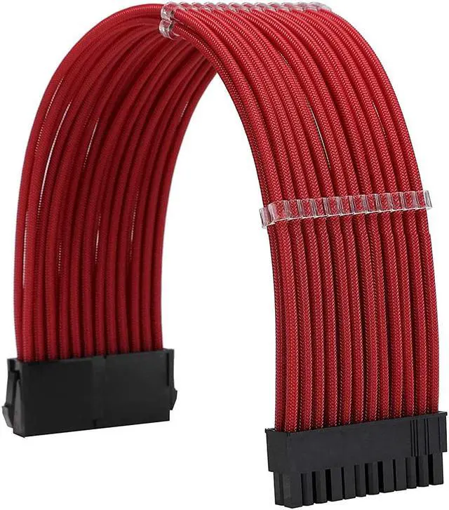 Alt view image 2 of 6 - Sleeve Extension Power Supply Cable Kit 18AWG ATX 24P+ EPS 8-P+PCI-E8-P with Combs for PSU to Motherboard/GPU (red)