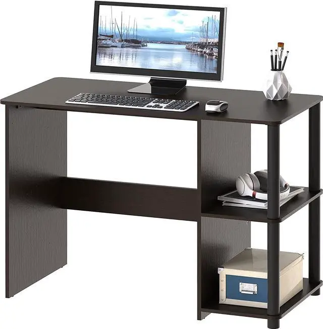 Alt view image 4 of 7 - SHW Cyrus Home Office Desk with Shelves, Espresso