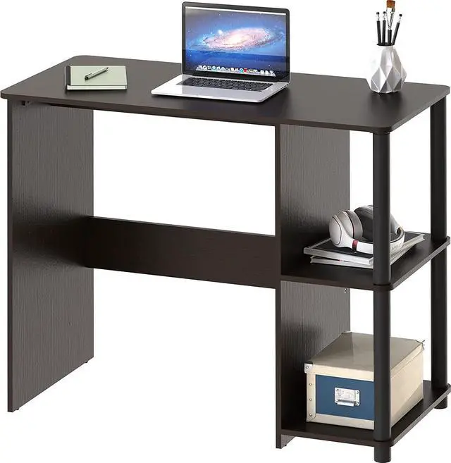 Alt view image 5 of 7 - SHW Cyrus Home Office Desk with Shelves, Espresso