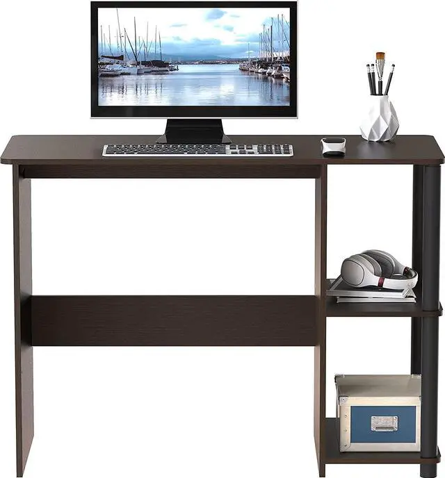 Alt view image 6 of 7 - SHW Cyrus Home Office Desk with Shelves, Espresso