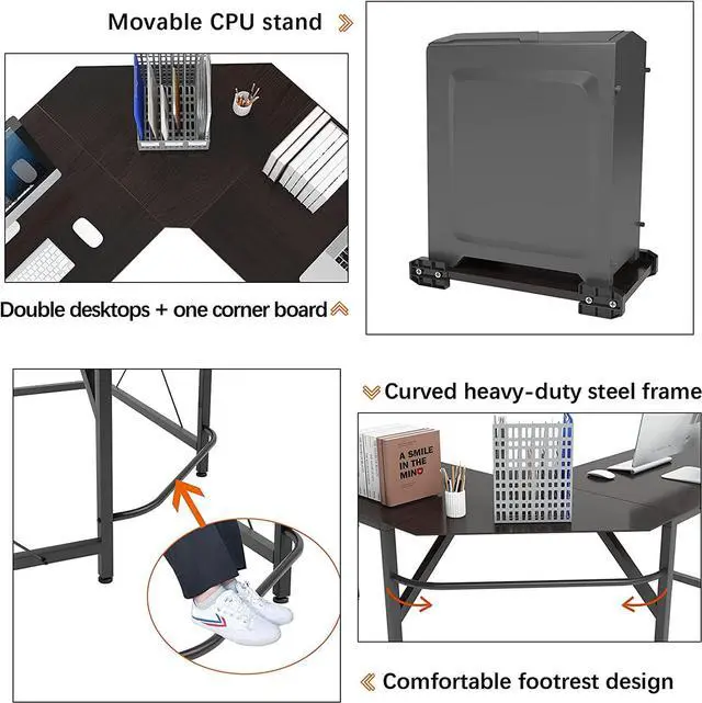 Alt view image 7 of 7 - soges 59inches x 59inches L Shaped Desk Computer Desk Multifunctional L Desk Large Corner Desk, Black, ZJ02-BK-N-CA