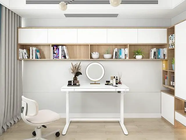 Alt view image 6 of 6 - PrimeCables Glass Electric Standing Desk with Drawer Charging USB Port, All-in-One 47" Sit Stand Desk Height Adjustable from 29.5 to 47 in