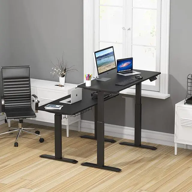 Alt view image 2 of 7 - SHW Memory Preset Electric Height Adjustable Standing Desk, 120 x 60 cm, Black