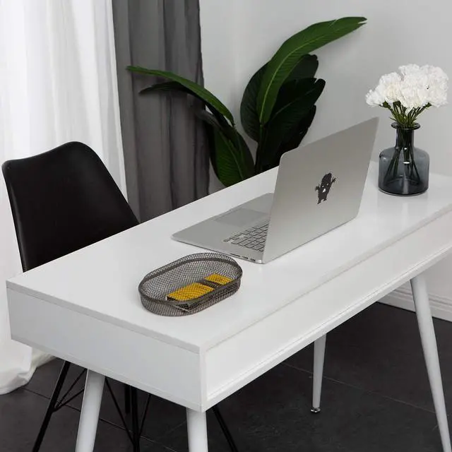 Alt view image 5 of 7 - SogesGame Computer Desk, 41.3 X 20 Inchs Standing Desk with Drawers, Gaming Desk for Computer, Gaming, Laptop in Home Office Bedroom, White