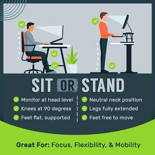 Alt view image 4 of 7 - Standing Desk Converter - 32 Inch Adjustable Sit to Stand Up Desk Workstation, Particle Board, Dual Monitor Desk Riser with Keyboard Tray, Desktop Riser for Home Office Laptop, Black 32"