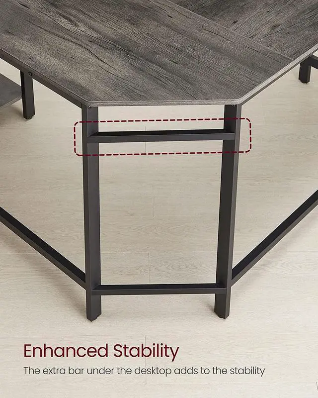 Alt view image 6 of 7 - VASAGLE L-Shaped Computer Desk, Corner Desk, 54-Inch Writing Study Workstation, Charcoal Gray and Black ULWD072B04