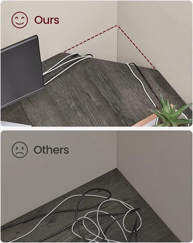 Alt view image 7 of 7 - VASAGLE L-Shaped Computer Desk, Corner Desk, 54-Inch Writing Study Workstation, Charcoal Gray and Black ULWD072B04