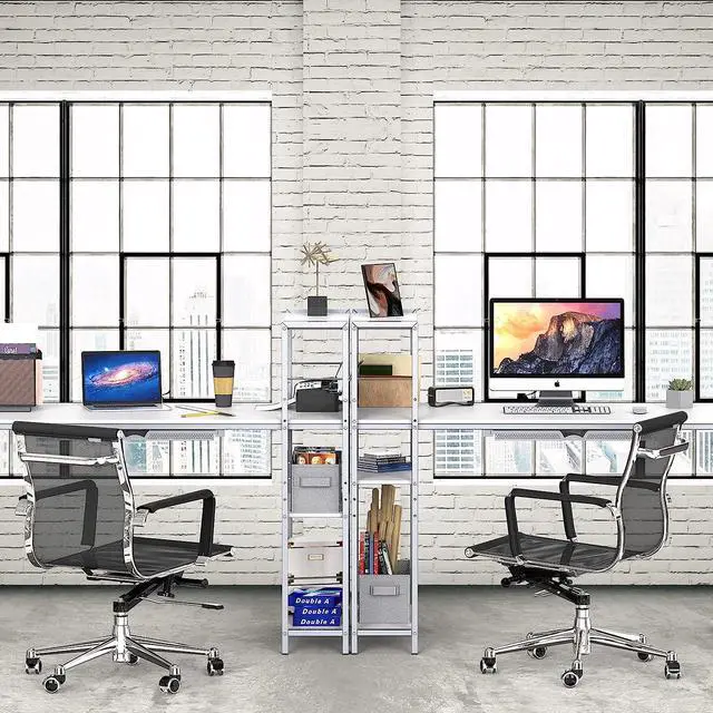 Alt view image 4 of 7 - SHW 46-Inch Mission Desk with Side Shelf, White