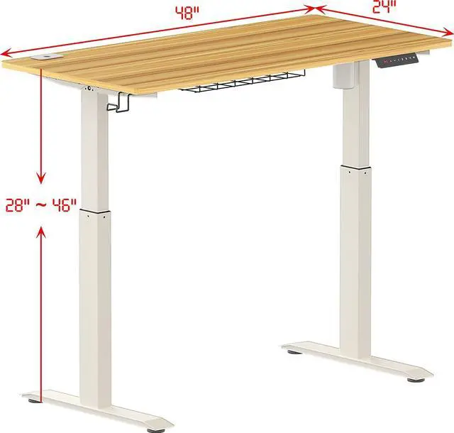 Alt view image 3 of 7 - SHW Memory Preset Electric Height Adjustable Standing Desk, 120 x 60 cm, Light Cherry