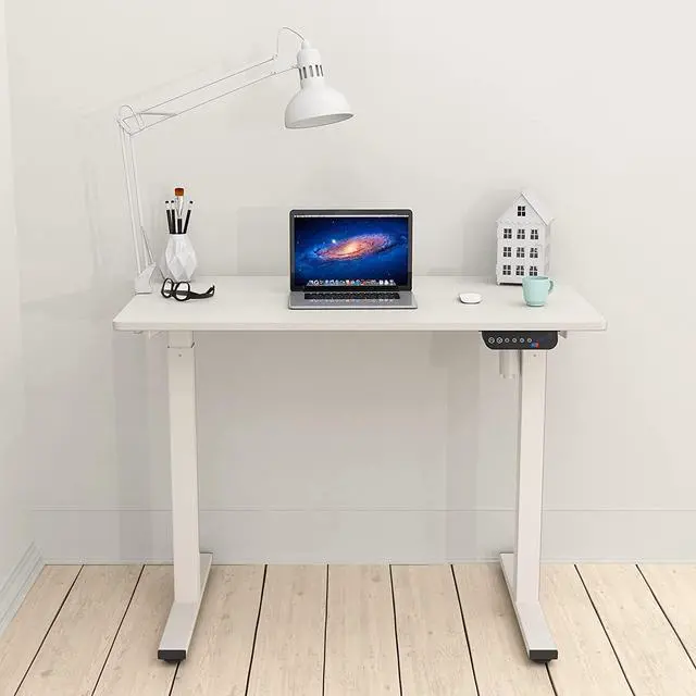 Alt view image 5 of 7 - SHW Height Adjustable Standing Desk, White, 100 x 60 cm