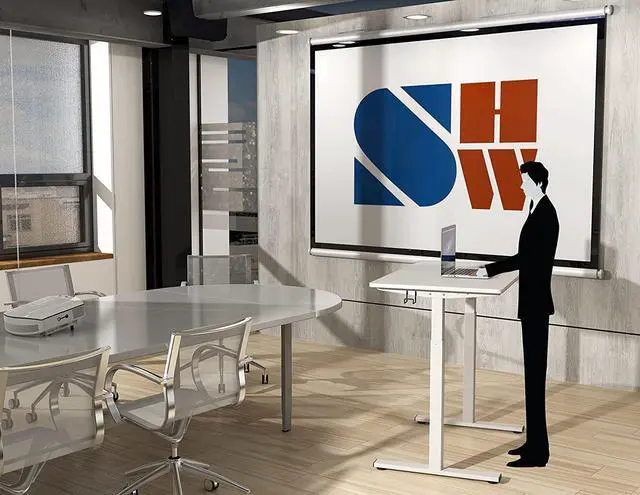 Alt view image 7 of 7 - SHW Height Adjustable Standing Desk, White, 100 x 60 cm