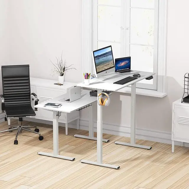 Alt view image 2 of 5 - SHW Memory Preset Electric Height Adjustable Standing Desk, 120 x 60 cm, White