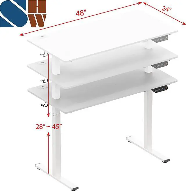 Alt view image 3 of 5 - SHW Memory Preset Electric Height Adjustable Standing Desk, 120 x 60 cm, White