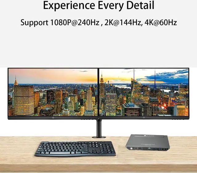 Alt view image 2 of 7 - AV Access KVM Switch Dual Monitor with 4 HDMI Cables, 4K@60Hz, 2K@144Hz, 1080P@240Hz, USB 3.0 KVM Switch 2 Monitors 2 Computers, Ultra-Wide Screen Monitor Keyboard Mouse Switcher, Hotkey Switch