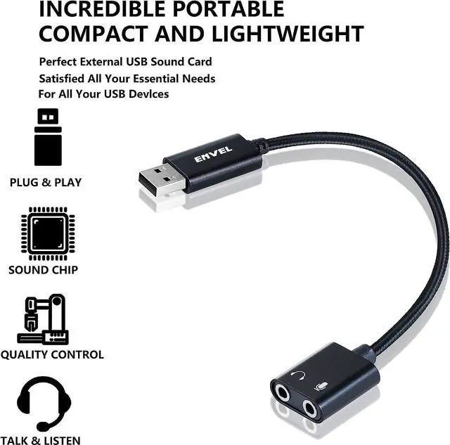 Alt view image 4 of 7 - USB to 3.5mm Audio Adapter External Stereo Sound Card with Dual TRS 3-Pole 3.5mm Headphone and Microphone Jack for PS4/PS5/PC/Laptop Built-in Chip Mic-Supported Headphone Adapter (Black Pro)