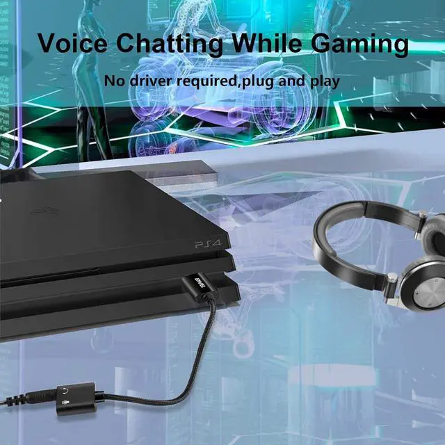 Alt view image 7 of 7 - USB to 3.5mm Audio Adapter External Stereo Sound Card with Dual TRS 3-Pole 3.5mm Headphone and Microphone Jack for PS4/PS5/PC/Laptop Built-in Chip Mic-Supported Headphone Adapter (Black Pro)
